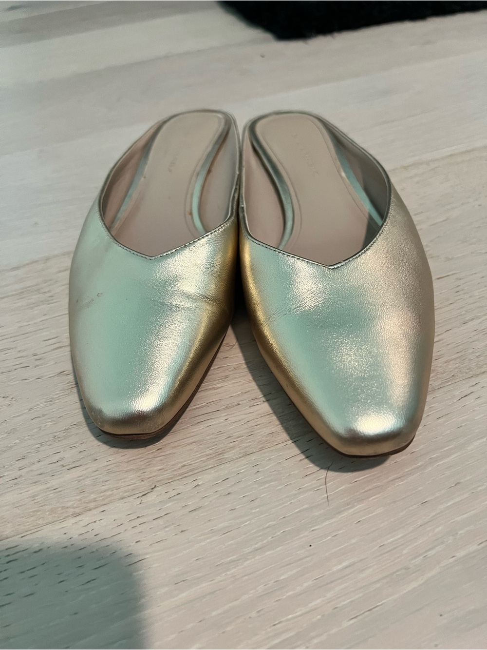 Banana Republic Metallic Gold Leather Slip-On Mules